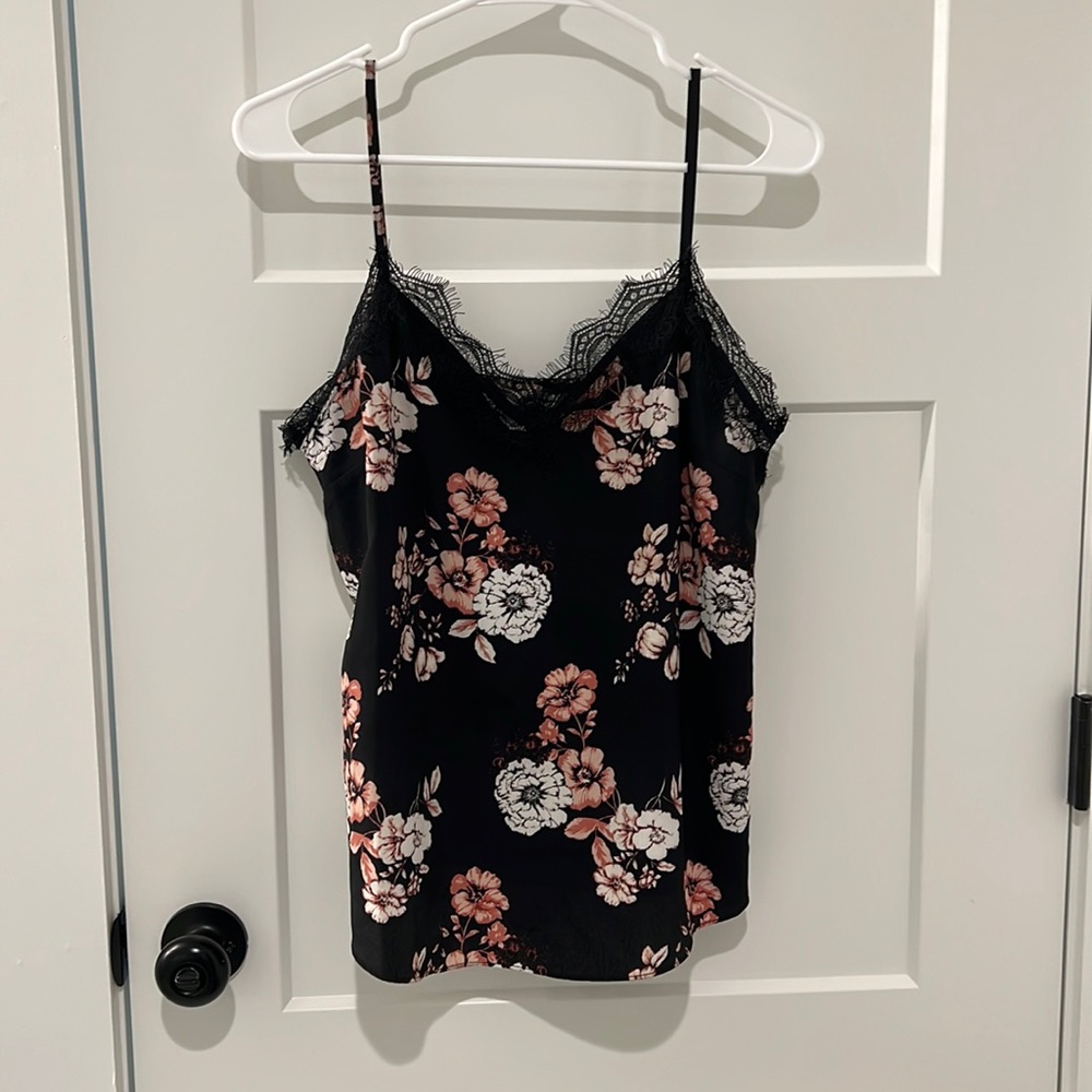 Black floral cami
